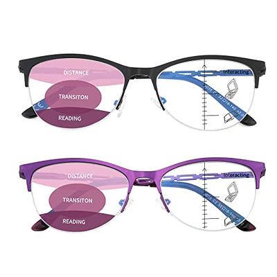 Progressive Transitions Eyeglasses Online with Large Fit, Round, Full-Rim Acetate/ Metal Design — Dazzle in Clear/pink/blue by Eyebuydirect - Lenses