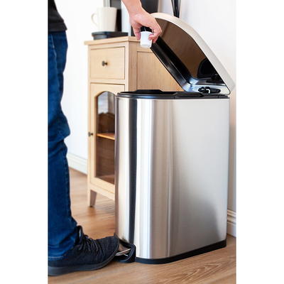 Qualiazero 13.2 Gal Stainless Steel Step on Kitchen Trash Can