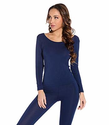 Mcilia Women's Ultrathin Modal Scoop Neck Baselayer Thermal Underwear Top &  Bottom Set Classic Blue X-Large (US Size 16 18) - Yahoo Shopping