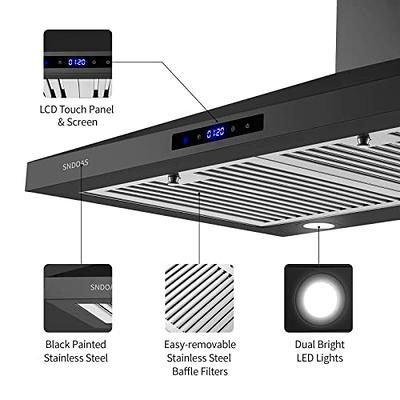 CIARRA Black Range Hood 30 inch Under Cabinet Ductless Ducted Convertible,  Slim Kitchen Stove Vent Hood with 3 Speed Exhaust Fan