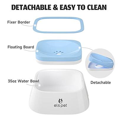 ELS PET Dog Bowl No Spill, Pet Water Bowl No Drip Slow Water Feeder Cat  Bowl, Pet Water Dispenser 35oz/1L Travel Water Bowl for Dogs, Cats