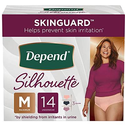 Depend Night Defense Adult Incontinence Underwear for Women, Overnight,  Large, Blush, 14 Count : : Health & Personal Care