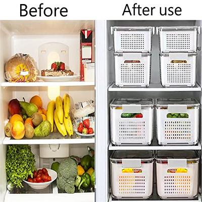 Vegetable Storage Containers for Fridge, Fruit Containers Refrigerator  Organizer Bins, Produce Keepers with Lid & Colander,1 Pc Blue M 