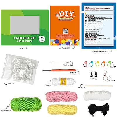 Maziky Beginners Crochet Kit for Adults 2 Pcs Cute Dinosaur Crochet Starter Kit with Step-by-Step Video Tutorials Learn to Crochet (2PDinosaur, Pink