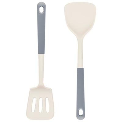 White Silicone and Gold Cooking Utensils Set with Holder - 7PC