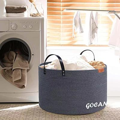 XXXL Gray Bathroom Storage Baskets Woven Rope Basket with Handles Clothes  Hamper