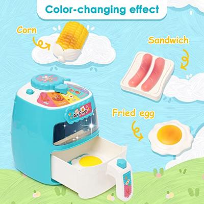 Toy Air Fryer, Play Kitchen Accessories Set for Toddlers - Kids Kitchen  Playset W/Music & Color