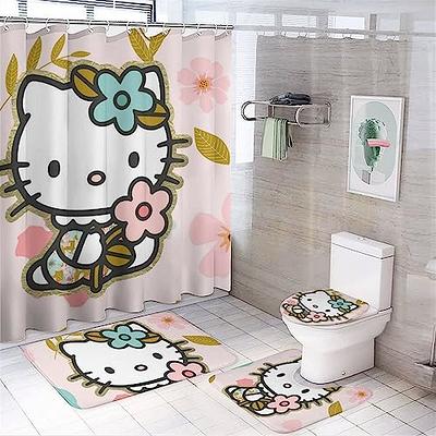 Cute Hello Kitty Shower Curtain Bathtub Bathroom Toilet Cover Mat