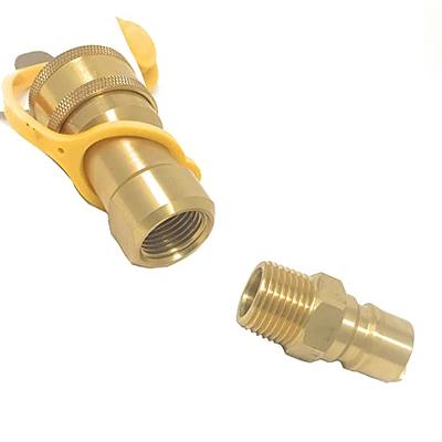 1/2 Gas Quick Connect Kit, Disconnect Connector with Male Insert Plug,  Solid Brass 1/2 inch Natural Gas Propane Quick Connect Adapter