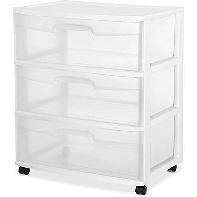 Sterilite 2 Drawer Wide Storage, Clear & White