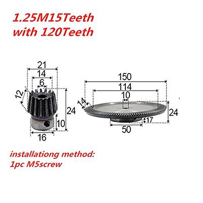 Bevel Gear 90 Degrees, 1 to 1 Bevel Gear, Modulus: 1.5, Teeth 16 Teeth,  Inner Hole 8mm