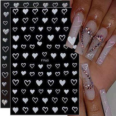  6 Sheets Silver Nail Art Stickers Decals Glitter Nail Supplies  3D Self-Adhesive Nail Decals Glitter Flame Star Butterfly Heart Nail Art  Designs Stickers for Women Girls DIY Acrylic Nails Decorations 