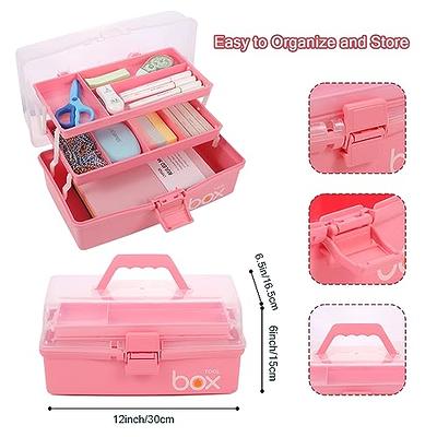 Barydat 2 Pcs Tackle Box Organizer Plastic Fishing White Tackle Box  Organizer with Handle Portable Art Supply Sewing 3 Layer Storage Box Craft  Clear