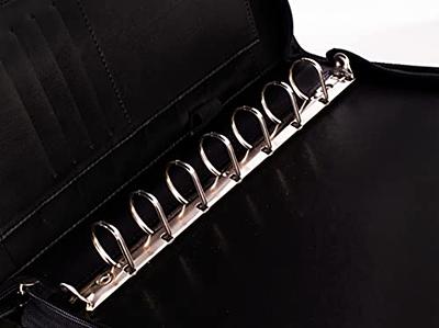 Mini 3 Ring Binder with Zipper Closure - Vegan Leather - Black