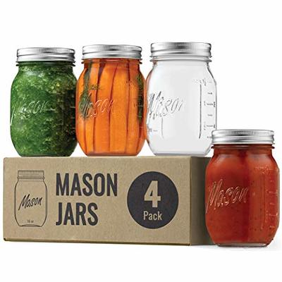 2 Pack 1 Gallon Square Super Wide-Mouth Glass Jars with Airtight Lids -  Glass Storage Jars with 2 Measurement Mark - Canning Jars with Large  Capacity