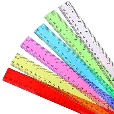 12pcs Clear Ruler, 12 Inch Plastic Rulers For School, Home, Or Office,  Clear Plastic Rulers, Assorted Colors.
