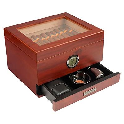 Cigar Humidor, Jansfuren Glass Top Cedar Cigar Box with Front Digital  Hygrometer, Humidifier Gel & Divider, Desktop Humidor Case Hold 25-50 Cigars  - Yahoo Shopping