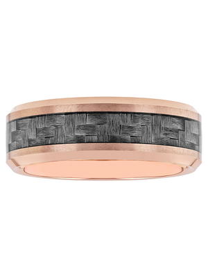 Tungsten Ring Pink Carbon Fiber Inlay