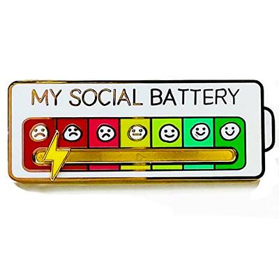 SLINHEWEI Social Battery Pin 2.0-2023 NEW funny pins,enamel pins, Mood  Expressing Pin For Introverts ， Perfect for 7 Days a Week！ (Black) - Yahoo  Shopping