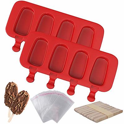 Popsicle Silicone Molds set of 2, Ice Pop Molds Mini 4 Cavities Oval  Homemade Cakesicle Maker With 50 Wooden Sticks Ice Tray DIY 