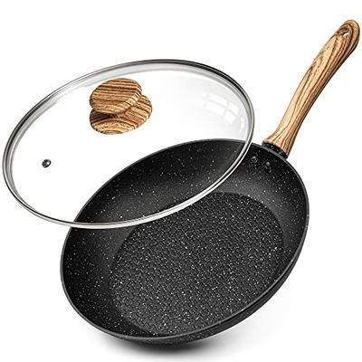 Michelangelo Frying Pan With Lid Set 9.5 & 11 Nonstick Frying Granite  Blue