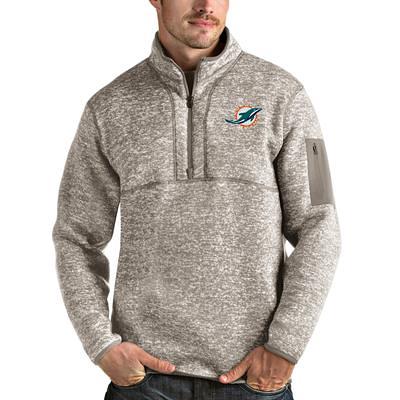 Men's Antigua Black Miami Dolphins Metallic Logo Victory Full-Zip Hoodie