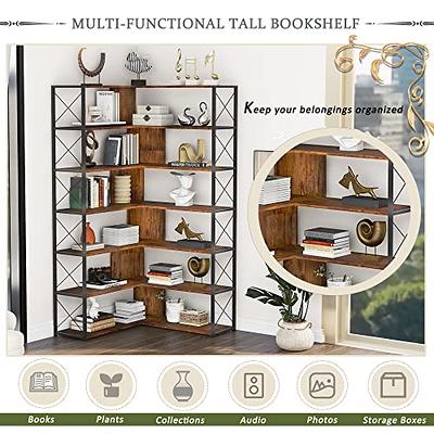 YITAHOME 5-Tier Bookshelf Storage Rack Display Shelves Organizer Industrial Wood, Brown