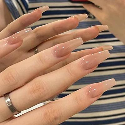 BABALAL Medium Press on Nails Gradient Pink Acrylic Fake Nails Cute Stick  on Nails Ballerina False Tips Manicure with Design for Women and Girls :  : Beauty