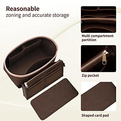 Purse Organizer Insert for Handbags, Premium Felt Organizer with Zipper  Pocket, Fit Speedy 35 (Large, Light Brown)