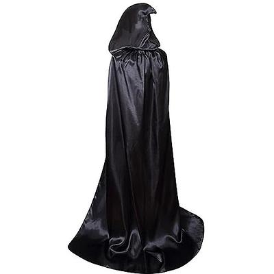 hoyuwak Black Cloak with Hood Halloween Wizard Hooded Cape Full