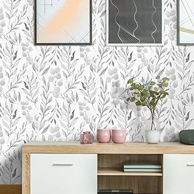 Removable Wallpaper Gray White Leaf Wallpaper, Peel And Stick Wallpaper, Adhesive Wallpaper