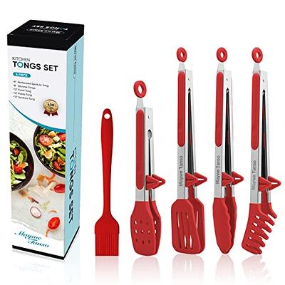 5-Pack Silicone Tongs for Cooking,Maywe Tanso 4PCS 13-Inch Cooking Kitchen  Tongs with Silicone Tips,Nonstick Stainless Steel Tongs for Steak Pie Pizza  Pasta Spaghetti Salad BBQ Buffet,Plus Brush - Yahoo Shopping