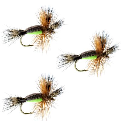 3-Pack Chartreuse Humpy Classic Dry Fly - Hand Tied Fishing Trout