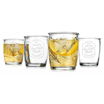 SoulTimes 16oz Vintage Glassware Set of 4, Stackable