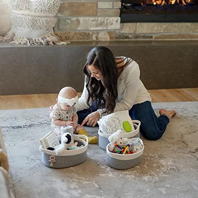 Small Woven Baskets, Empty Tiny Storage Baskets, Mini Cotton Rope Baskets, Oval Decorative Hampers, Storage Bins for Toys, Empty Gift Basket for Baby