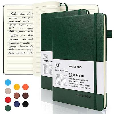 HOMEBOBO Journals for Writing, A5 Leather Ruled Notebook with 160