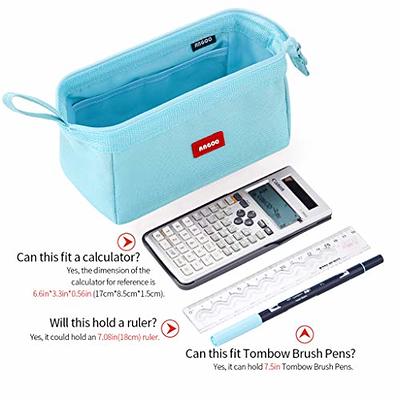 CICIMELON Pencil Case Large Capacity Pencil Pouch 3 Compartments Pencil Bag  Gift for Students Girls Adults Women (Light Blue)