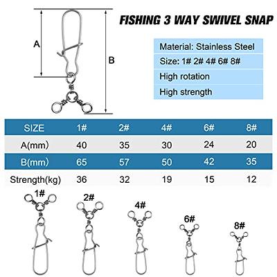 3 Way Fishing Swivel Snaps,20 Packs High Strength T-Turn Cross Line Snaps  for Catfish Rig Trolling Line Fishing Lure Connector 26LB to 83 LB
