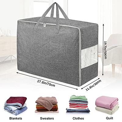 Blanket Pillows Quilt Clothes Bedding Storage Bag Organizer Gray