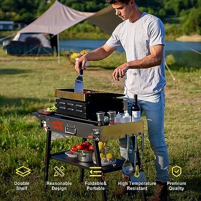 OOX Portable Grill Table with Double-Shelf for Outdoor Prep