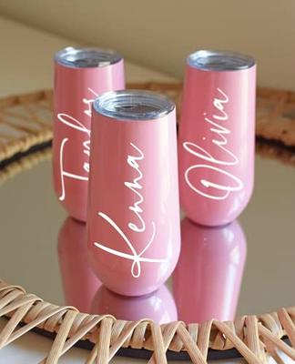 6oz Personalized Champagne Flute Custom Bridesmaid Tumbler