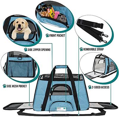 Siivton Airline Approved Pet Carrier, Soft Sided Pet Travel Carrier 4 Sides  Expandable Cat Carrier with