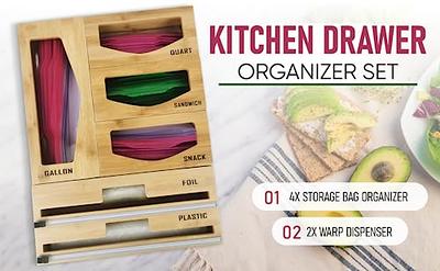 Ziplock Kitchen Bag Organizer Bamboo, 6 in 1 Wrap Dispenser With Cutter,  Kitchen Storage Ziplock Bag Organizer For Drawer, Compatible With Ziplock  Gallon, Quart, Sandwich, Snack, Aluminum Foil - Yahoo Shopping