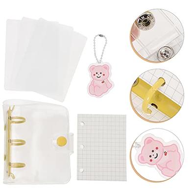 Mini Transparent PVC 3-Ring Binder Covers with Inner Paper,Binder  Pockets,Mini Daisy Notebook Binder