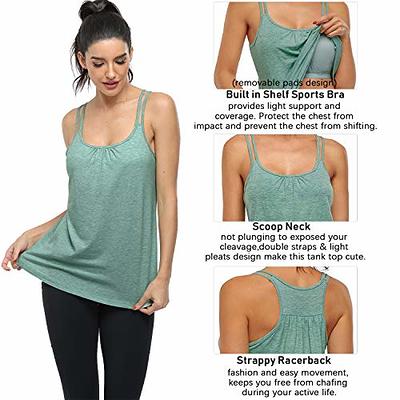 Women's Built-in Padded Bra Tank Top, Summer Tops Bra Tank Top