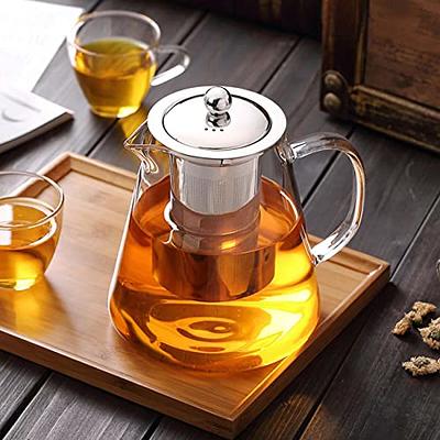 Glass Teapot with Removable Infuser Stovetop Safe Tea Kettle Heat