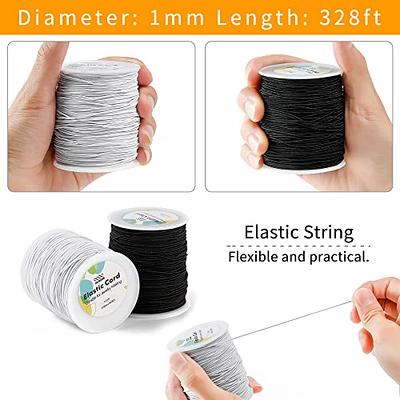 XKDOUS 1 mm 656 Feet Elastic Cord for Bracelets, 2 Rolls Stretchy