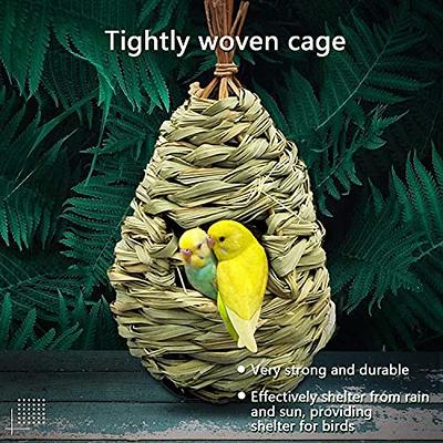 Humming Bird Houses for Outside Hanging, Natural Grass Hanging Bird Hut,  Hand Woven Humming Bird Nest, Parakeet Nest and Large Wren Finch Bird House