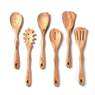 ECOSALL Healthy Wooden Spoons For Cooking Set of 6. Safe and Reliable  Cooking Utensils for Kitchen – 100% Natural Nonstick Wood Spatula Spoon For