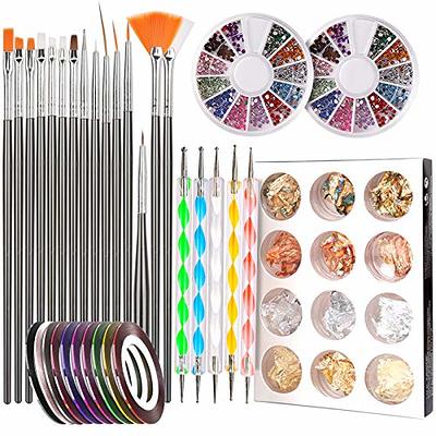 Nail Pen Designer, Teenitor Stamp Nail Art Tool with 15pcs Nail Painting  Brushes, Nail Dotting Tool, Nail Foil, Manicure Tape, Color Rhinestones for  Nails-Black - Yahoo Shopping